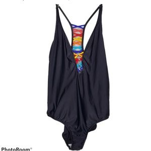 Venus One Piece Black & Multi Bathing Suit